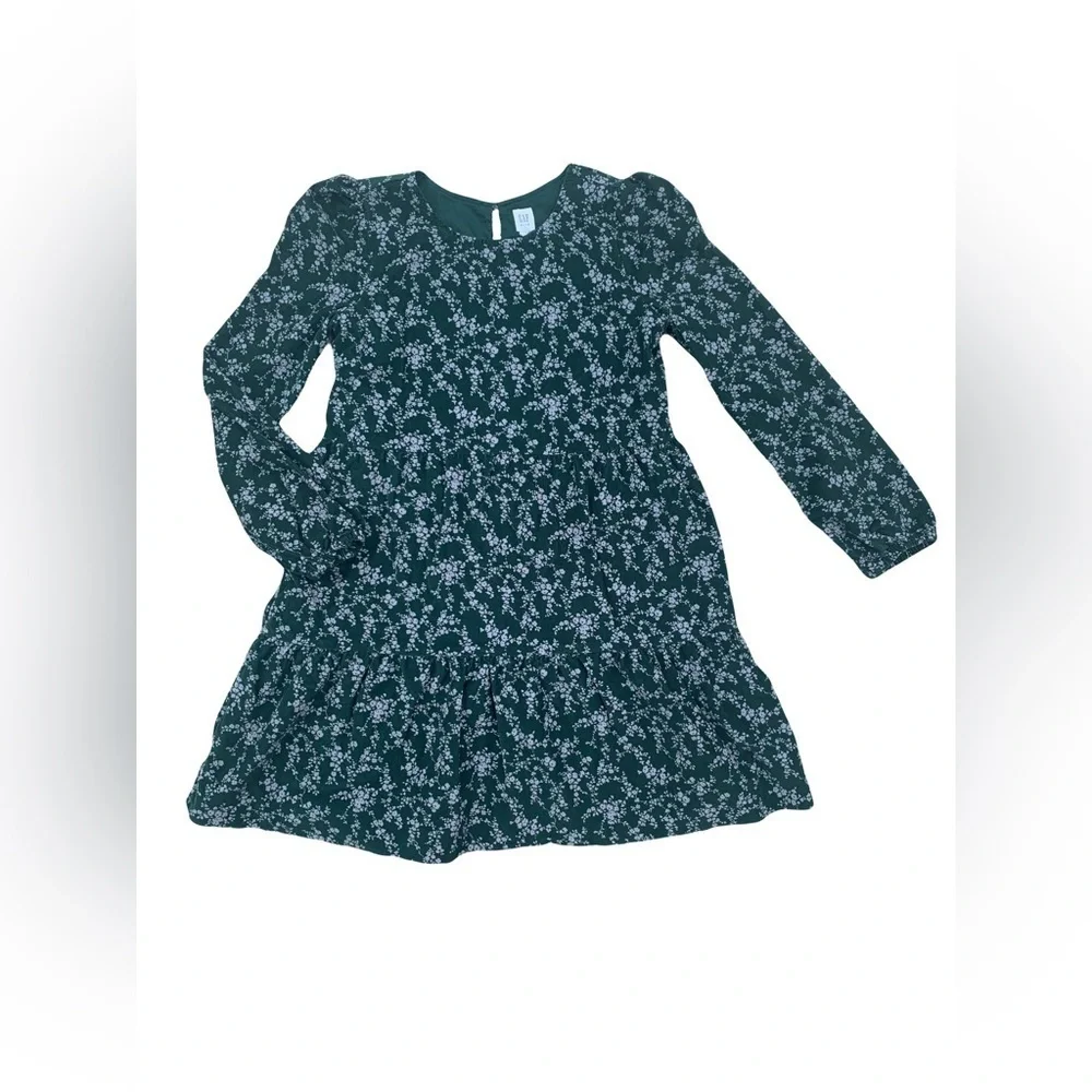 Gap Size L, 10, Dark Green Floral Corduroy Dress